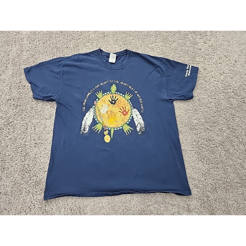 Crazy Horse Memorial T Shirt Mens Xl Lakota Designs Graphic Gildan Blue